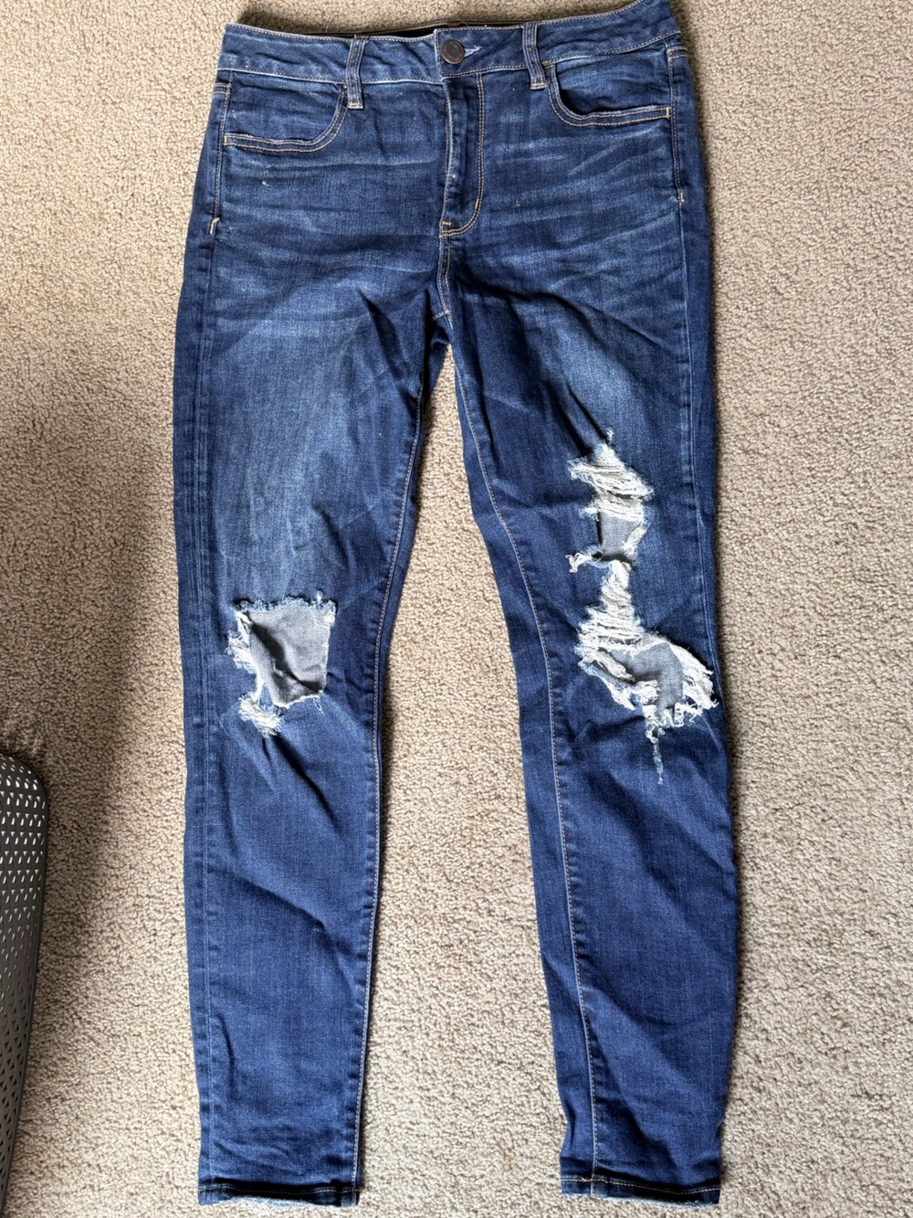 American Eagle Outfitters Dark Blue Skinny Distressed Jeans
